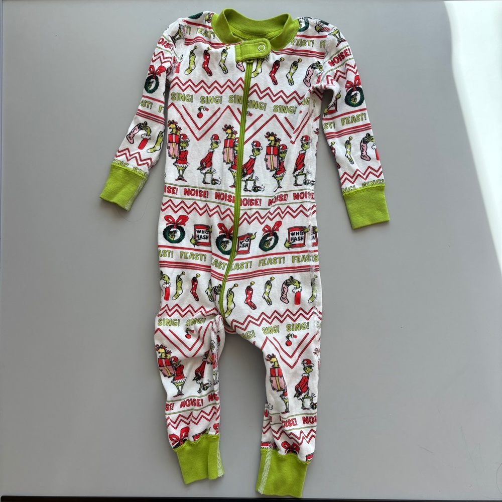 Hanna Andersson Grinch‎ Festive Kids One Piece Pajama Size 18-24M